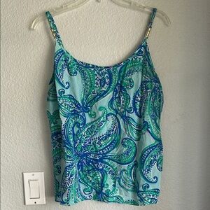 Lilly Pulitzer Blue and Green Paisley Camisole - EUC